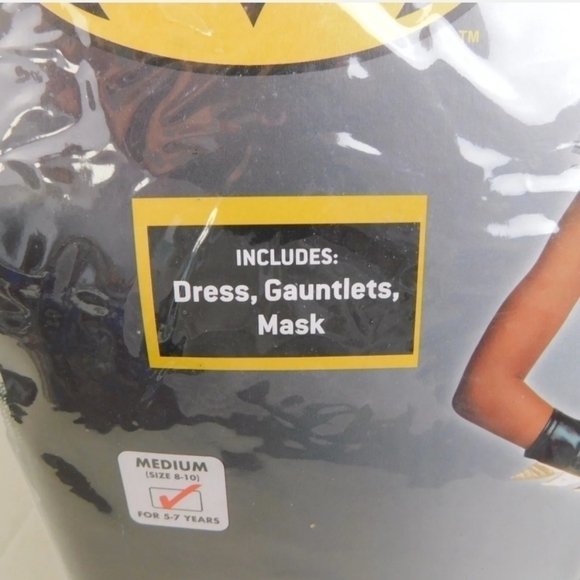 NWT DC Batman Batgirl Halloween Costume Dress Armbands Mask Girl's Medium New - Picture 5 of 8